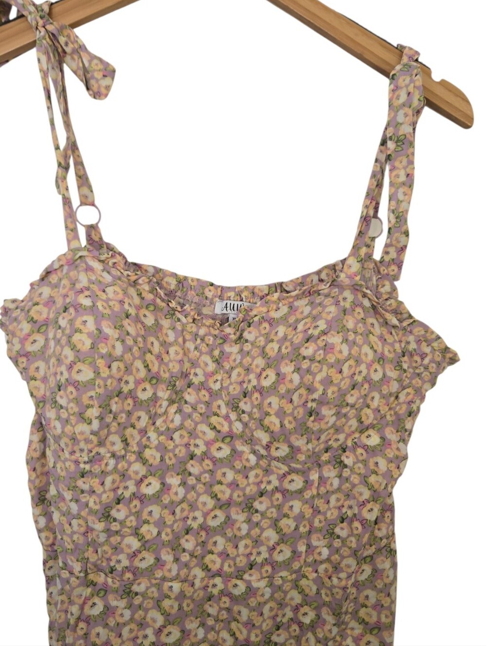 🌸 AUW NWT Floral Tie Strap Maxi Dress | XL | Cottagecore Boho Prairie Sundress - Picture 3 of 7